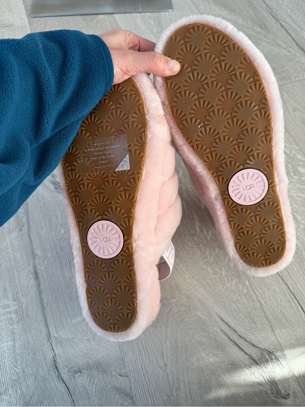 UGG Pink Fluff Slide with Logo Heel Strap - Picture 6 of 6